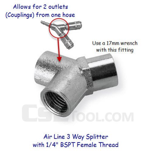 Air Line 3 Way Connector with 1/4″ BSP female thread ends