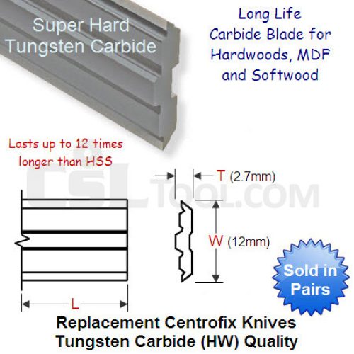 Pair of 136mm Centrofix Replacement Knives Tungsten Carbide