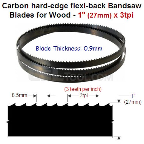 1″ Hard edge flexi-back bandsaw blade 3tpi
