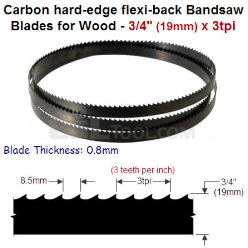 3/4″ Hard edge flexi-back bandsaw blade 3tpi