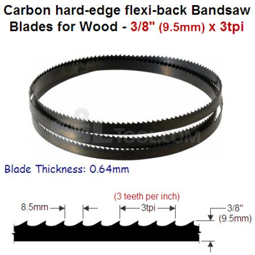 3/8″ Hard edge flexi-back bandsaw blade 3tpi