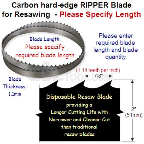 2″ Hard edge RIPPER band resaw blade 1.14tpi (7/8″ pitch) for Re-Saw