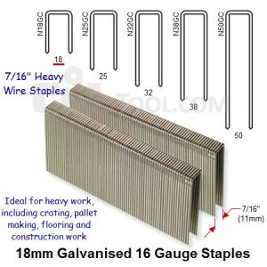 Box of 10000 16 Gauge Heavy Wire Galvanised Staples 11mm Wide 18mm Long