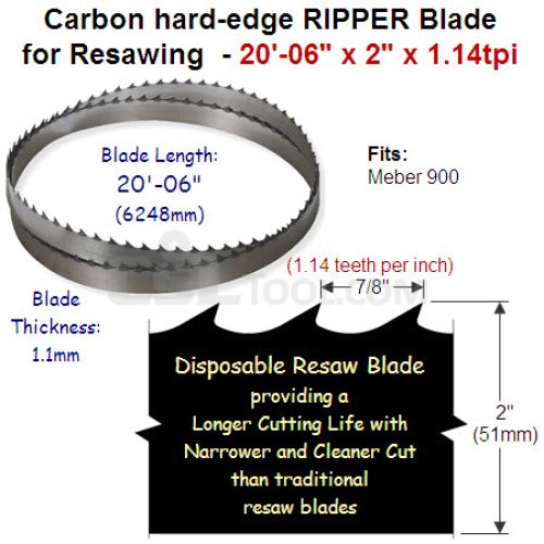 2″ Hard edge RIPPER 20′-06″ x 1.1mm x 1.14tpi (7/8″ pitch) for Re-Saw