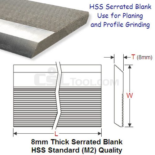 One 70mm x 8mm Serrated Blank HSS 6% M2 Quality Knife 130mm Long