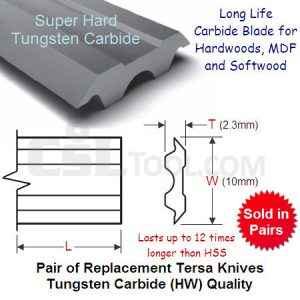 Pair of 100mm Tersa Replacement Knives Tungsten Carbide