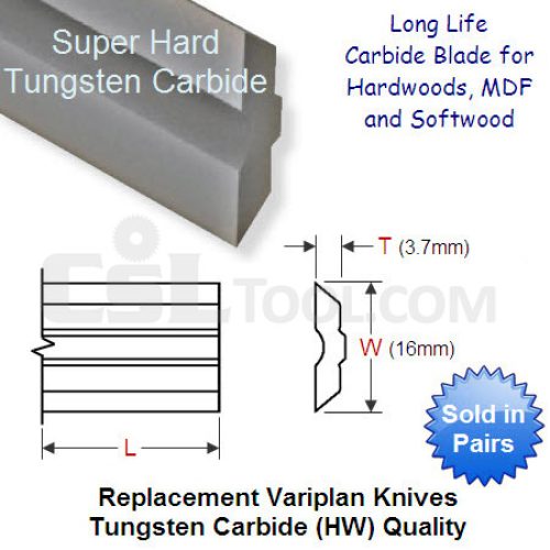 Pair of 640mm Variplan Replacement Knives Tungsten Carbide