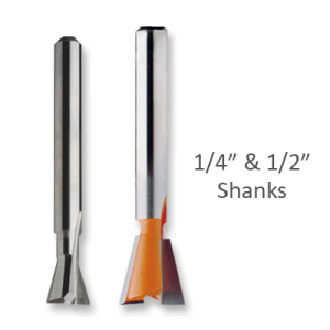 Dovetail Router Bits with 1/4" & 1/2" Shanks