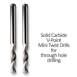 Solid Carbide Mini V-Point Twist Drills