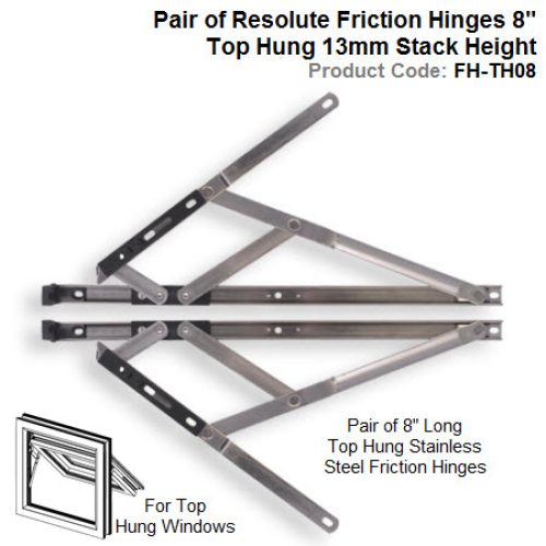 Pair of Resolute Friction Hinges 8″ Top Hung 13mm Stack Height