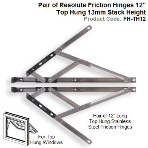Pair of Resolute Friction Hinges 12″ Top Hung 13mm Stack Height