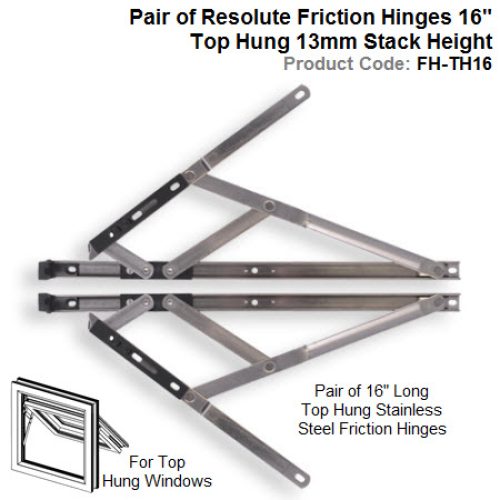 Pair of Resolute Friction Hinges 16″ Top Hung 13mm Stack Height