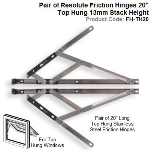 Pair of Resolute Friction Hinges 20″ Top Hung 13mm Stack Height