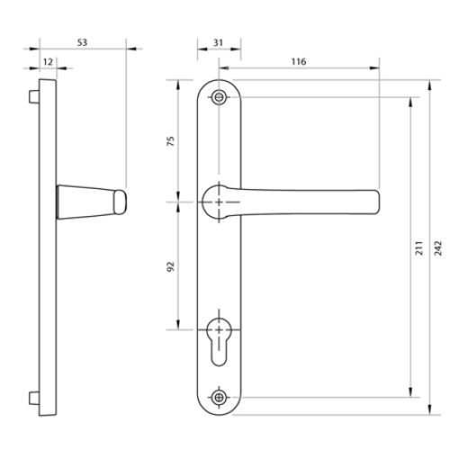 Prestige Lever Handle Set for External Door Bright Gold Finish