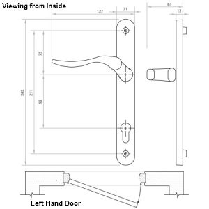 Prestige Swan Neck Left Hand Lever Handle Set for External Door Bright Chrome Finish