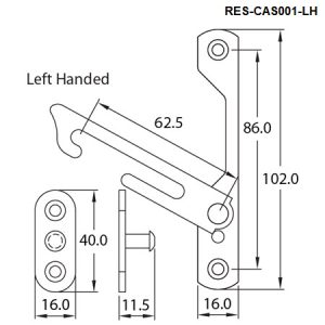 Stainless Steel Restrictor Stay for Casement Window Left Hand