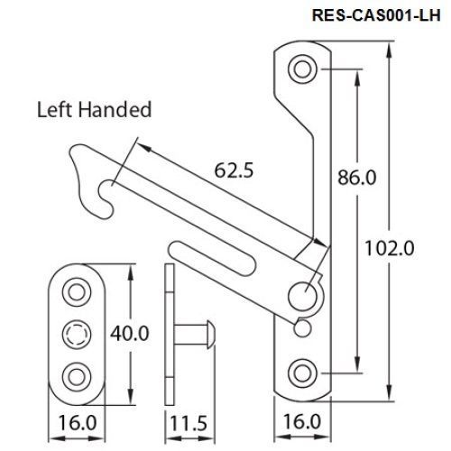 Stainless Steel Restrictor Stay for Casement Window Left Hand
