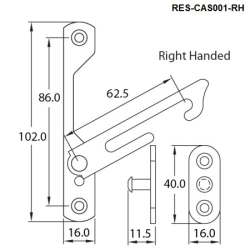 Stainless Steel Restrictor Stay for Casement Window Right Hand