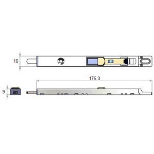 Finger Operated Flush Bolt Stainless Steel for Doors or Windows (Fits Euro Groove) 175 x 16 x 9mm