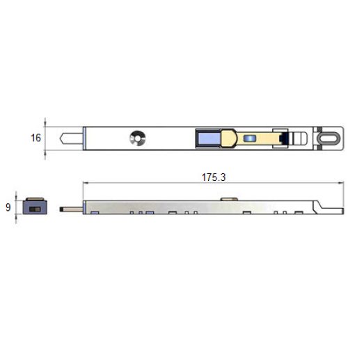 Finger Operated Flush Bolt Stainless Steel for Doors or Windows (Fits Euro Groove) 175 x 16 x 9mm