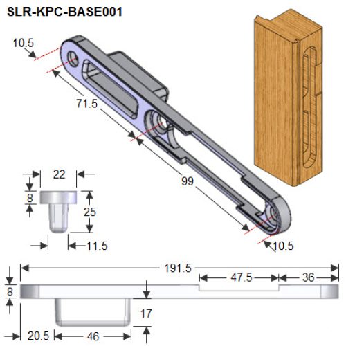 Center Keep Base Section for Cyclone Multi-Point Locks