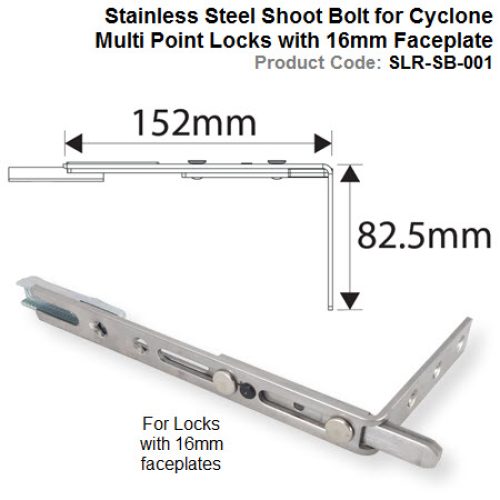 Stainless Steel Shoot Bolt for Cyclone Multi Point Locks