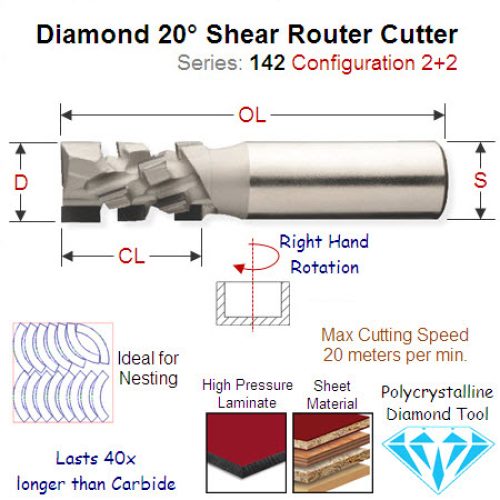 20mm Right Hand 20 Degree Shear Cutting Diamond Tool (2+2) 142.724.61