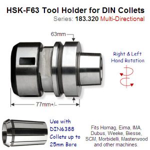 HSK-F63 Right-Hand Toolholder for DIN6388 Precision Collet 183.320.01