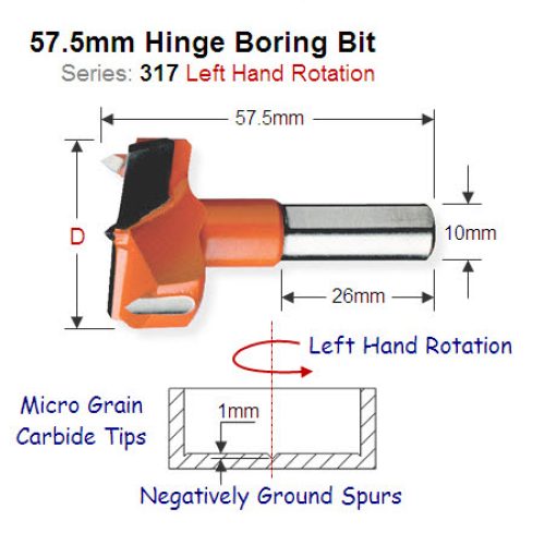 Premium Quality 17mm Left Hand Hinge Boring Bit 317.170.12
