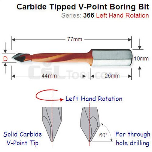 Premium Quality 12mm Left Hand V-Point Boring Bit 366.120.12
