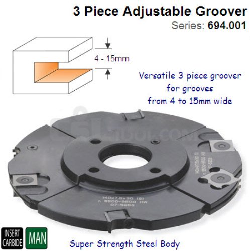 3 Piece 4mm to 15mm Adjustable Grooving Set 694.001.40