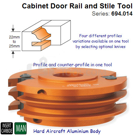 One Piece Cabinet Door Rail & Stile Cutter Head 694.014.35
