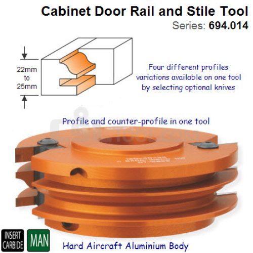 One Piece Cabinet Door Rail & Stile Cutter Head 694.014.40