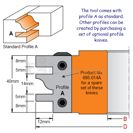 One Piece Cabinet Door Rail & Stile Cutter Head 694.014.35