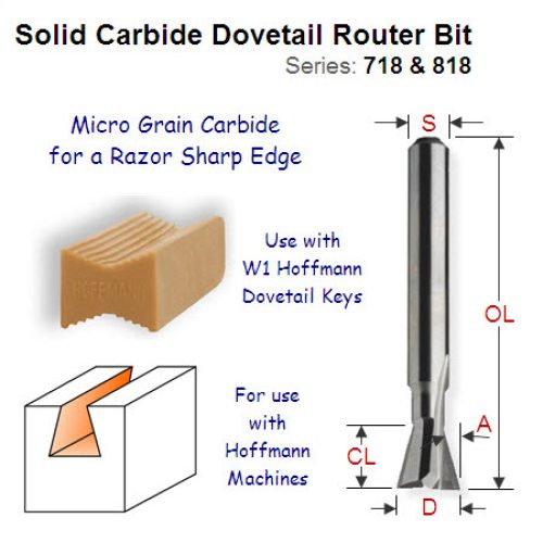 W1 Dovetail Router Bit for Hoffman Machine 718.053.11