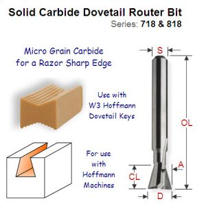 W3 Dovetail Router Bit for Hoffman Machine 718.093.11