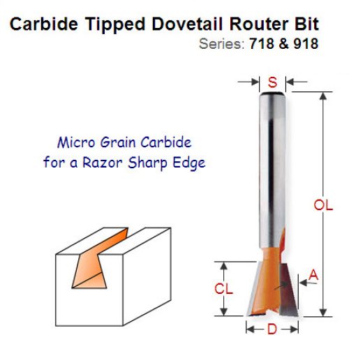 Premium Quality Dovetail Router Bit 918.129.11