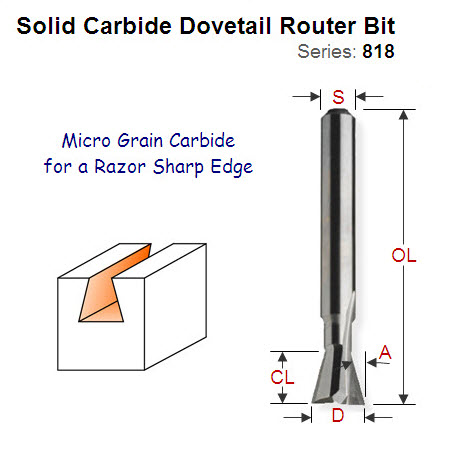Premium Quality Dovetail Router Bit 818.097.11