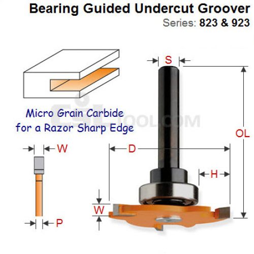 6mm Premium Quality Bearing Guided Undercut Grooving Bit 823.364.11B