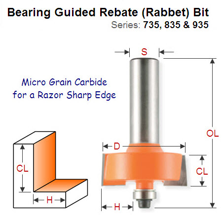 Premium Quality Rebating (Rabbeting) Bit 835.850.11