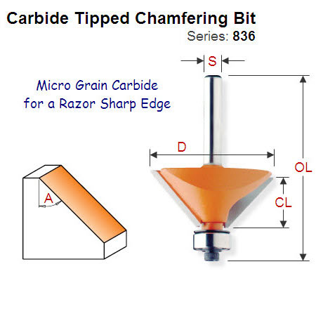 45 degree Premium Quality Chamfering Bit 836.420.11