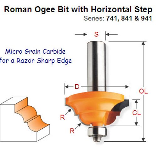 1/4″ Radius Premium Quality Roman Ogee Bit with Step 841.880.11