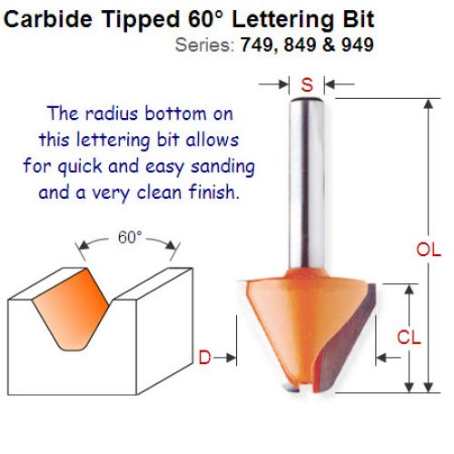 Premium Quality 60 Degree Lettering Bit 849.001.11