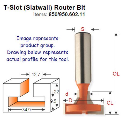 Premium Quality T-Slot (Slatwall) Bit 950.602.11