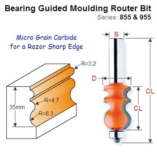 Premium Quality Bearing Guided Moulding Router Bit 855.901.11