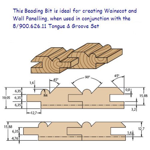 4mm Radius Premium Quality Corner Beading Bit with V Groove 961.601.11
