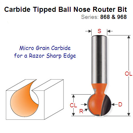 Premium Quality BallNose Router Bit 968.127.11