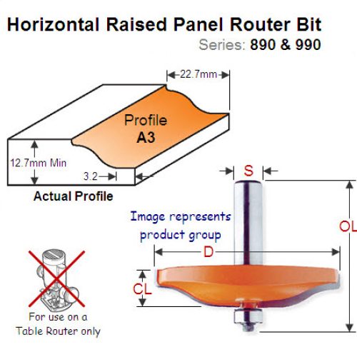 Bearing Guided Horizontal Raised Panel Router Bit-Profile A3 990.011.11
