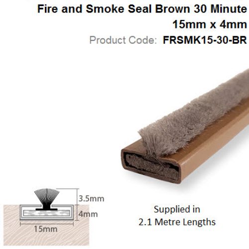 Intumescent Strip 15mm x 4mm Fire + Smoke 2.1m Brown FRSMK15-30-BR