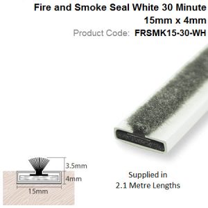 Intumescent Strip 15mm x 4mm Fire + Smoke 2.1m White FRSMK15-30-WH